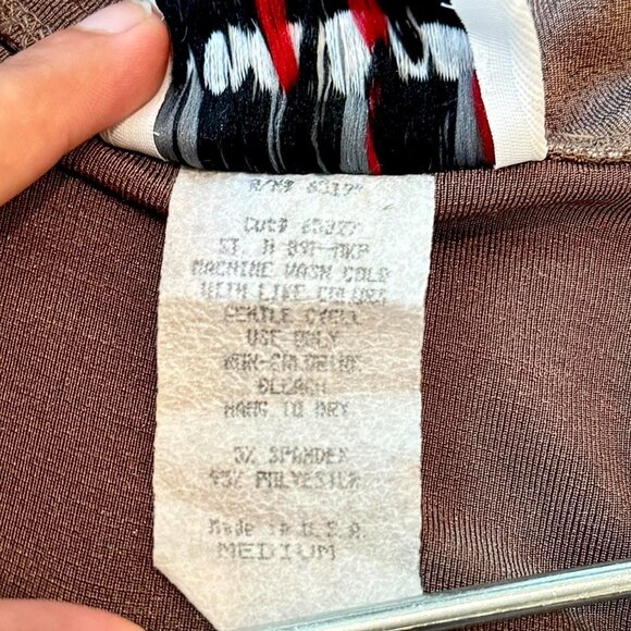 'Next Era Totally” Y2K collared tannish long slv top ~ open front / twist close! - Picture 6 of 8